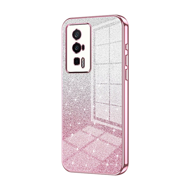 For Xiaomi Redmi K60 / K60 Pro Gradient Glitter Powder Electroplated Phone Case(Pink)
