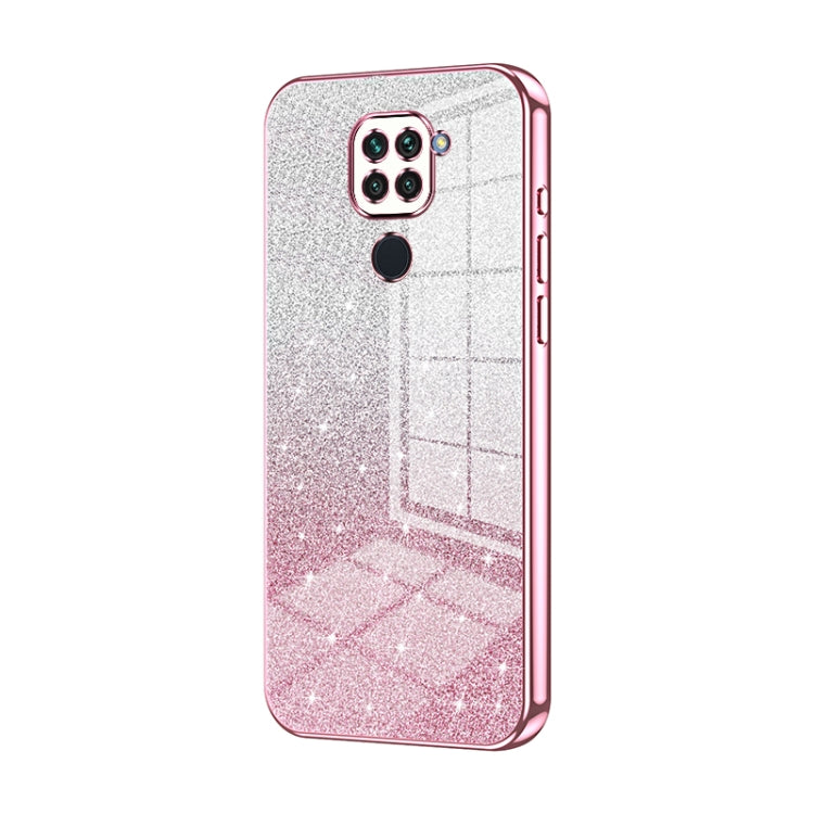 For Xiaomi Redmi Note 9 / 10X 4G Gradient Glitter Powder Electroplated Phone Case(Pink)