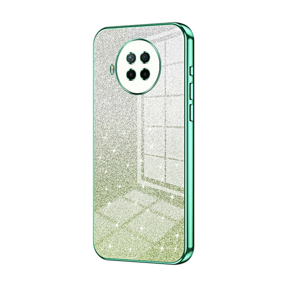 For Xiaomi Redmi Note 9 Pro 5G/Mi 10T Lite Gradient Glitter Powder Electroplated Phone Case(Green)