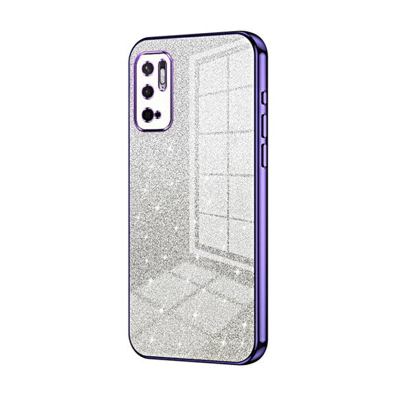 For Xiaomi Redmi Note 10 5G / Note 10T 5G Gradient Glitter Powder Electroplated Phone Case(Purple)