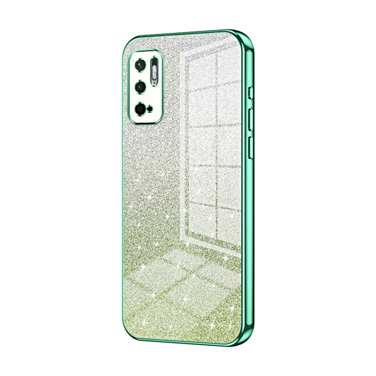 For Xiaomi Redmi Note 10 5G / Note 10T 5G Gradient Glitter Powder Electroplated Phone Case(Green)