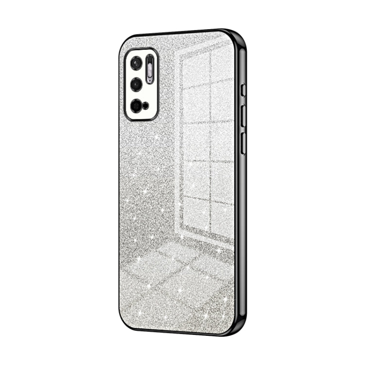 For Xiaomi Redmi Note 10 5G / Note 10T 5G Gradient Glitter Powder Electroplated Phone Case(Black)