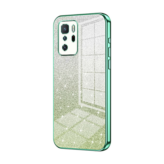 For Xiaomi Redmi Note 10 Pro 5G/Poco X3 GT Gradient Glitter Powder Electroplated Phone Case(Green)
