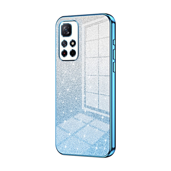 For Xiaomi Redmi Note 11T 5G/Note 11S 5G Gradient Glitter Powder Electroplated Phone Case(Blue)