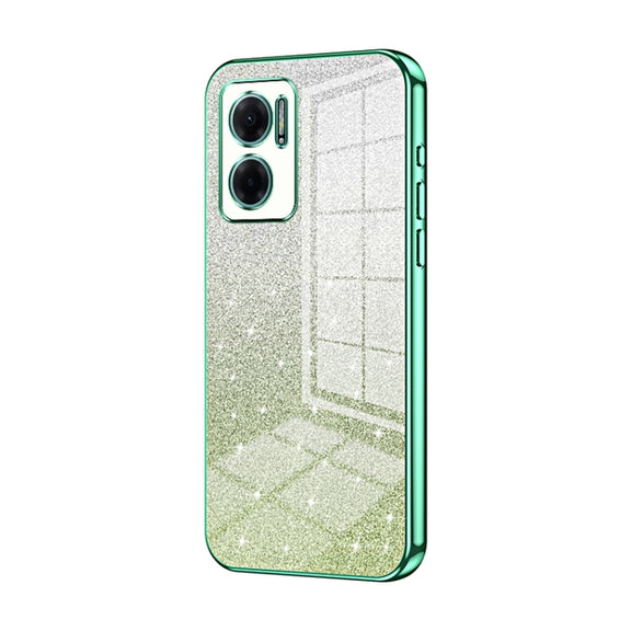 For Xiaomi Redmi Note 11E / Redmi 10 5G Gradient Glitter Powder Electroplated Phone Case(Green)