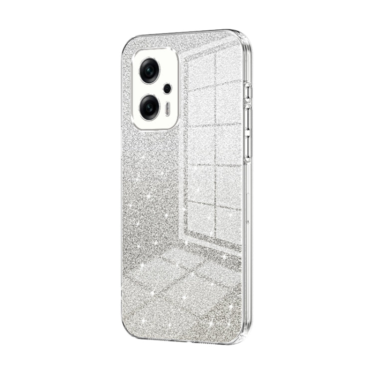 For Xiaomi Redmi Note 11T Pro/Poco X4 GT Gradient Glitter Powder Electroplated Phone Case(Transparent)