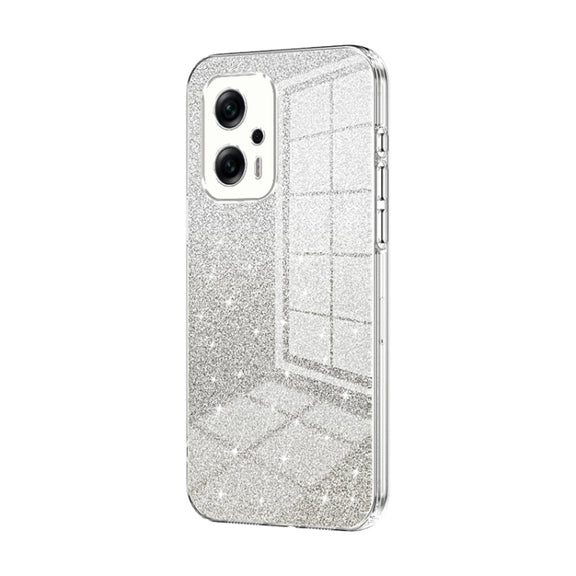 For Xiaomi Redmi Note 11T Pro/Poco X4 GT Gradient Glitter Powder Electroplated Phone Case(Transparent)