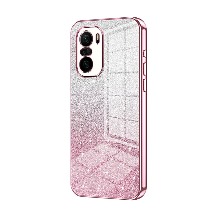 For Xiaomi Redmi K40 / K40 Pro / K40 Pro+ Gradient Glitter Powder Electroplated Phone Case(Pink)