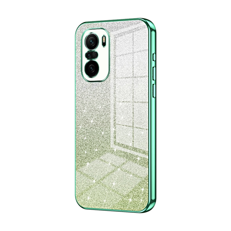 For Xiaomi Redmi K40 / K40 Pro / K40 Pro+ Gradient Glitter Powder Electroplated Phone Case(Green)