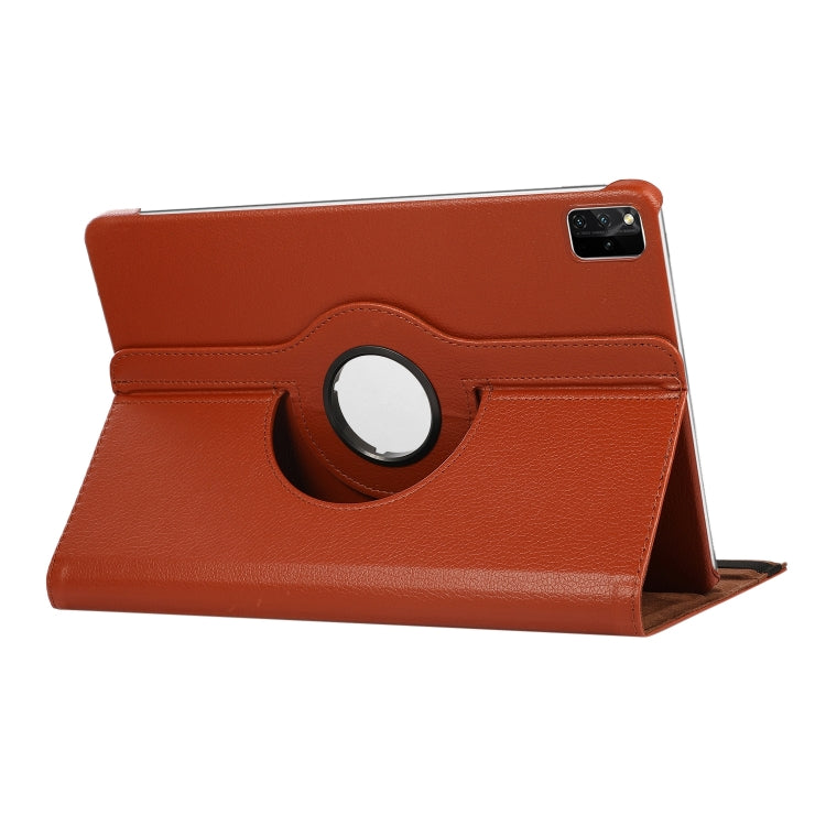 For Lenovo Tab M11 / Xiaoxin Pad 11 2024 360 Degree Rotation Litchi Texture Leather Tablet Case(Brown)