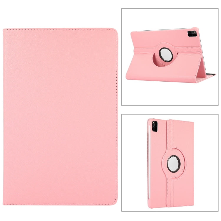 For Lenovo Tab M11 / Xiaoxin Pad 11 2024 360 Degree Rotation Litchi Texture Leather Tablet Case(Pink)