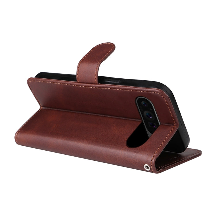 For Google Pixel 9 Pro Classic Calf Texture Flip Leather Phone Case(Brown)