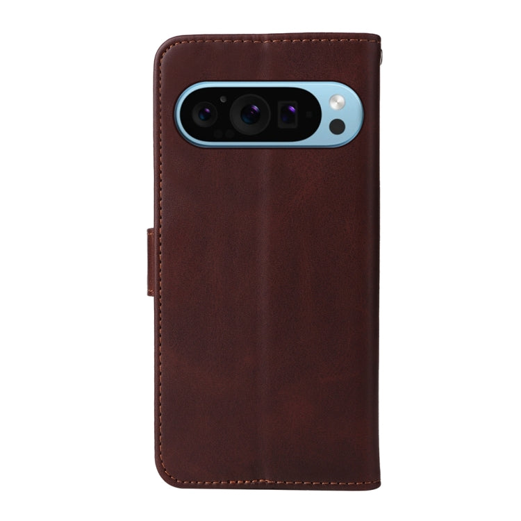 For Google Pixel 9 Classic Calf Texture Flip Leather Phone Case(Brown)