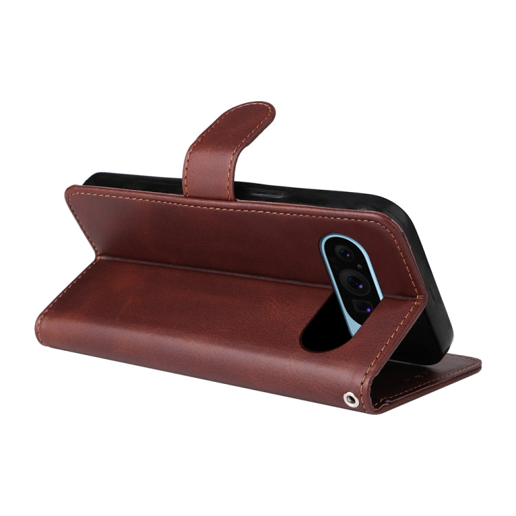 For Google Pixel 9 Classic Calf Texture Flip Leather Phone Case(Brown)