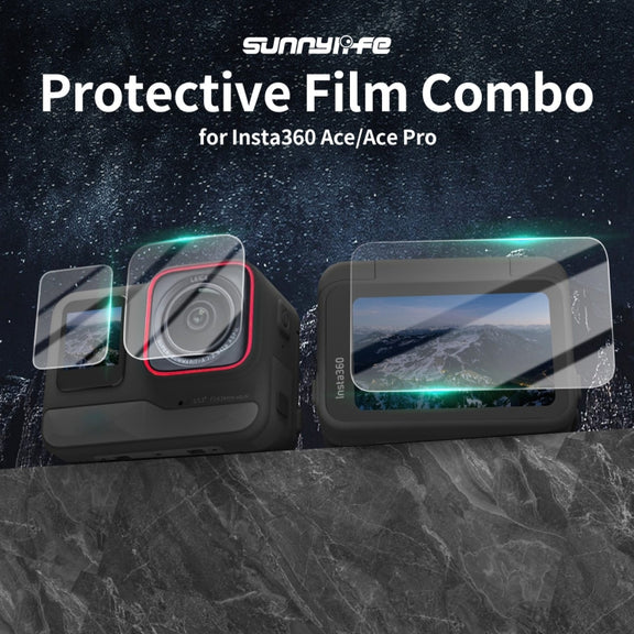 For Insta360 Ace Sunnylife 3 in 1 Rear & Front Screen Lens Explosion proof Film(2 Sets)