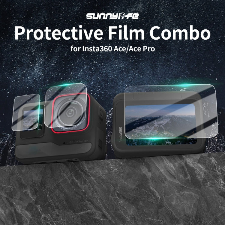 For Insta360 Ace Pro Sunnylife 3 in 1 Rear & Front Screen Lens Explosion proof Film(1 Set)