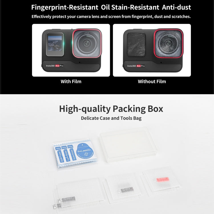 For Insta360 Ace Sunnylife 3 in 1 Rear & Front Screen Lens Explosion proof Film(2 Sets)