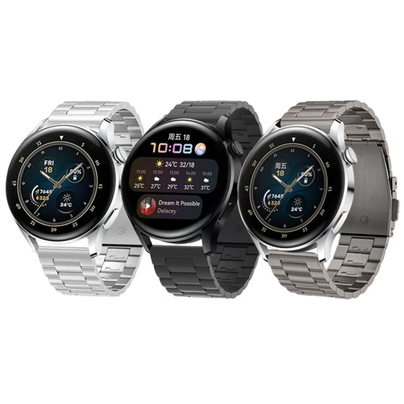 For Huawei Watch GT4 / GT3 / GT2 46mm Three Strains Flat Buckle Titanium Steel Watch Band(Silver)