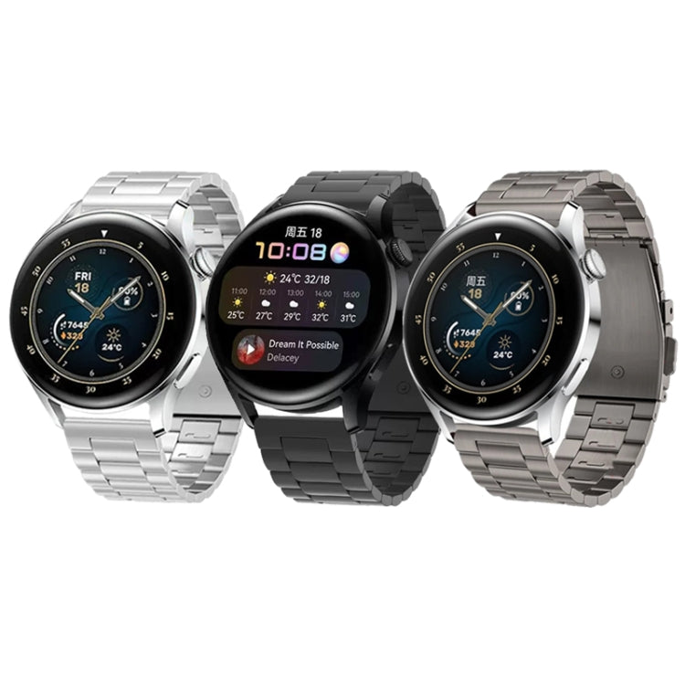 For Huawei Watch GT4 / GT3 / GT2 46mm Three Strains Flat Buckle Titanium Steel Watch Band(Silver)