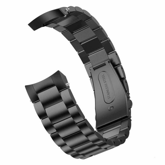 For Huawei Watch GT 4 46mm Three Strains Curved Flat Buckle Stainless Steel Watch Band(Black)