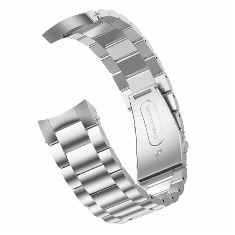 For Huawei Watch GT 4 46mm Three Strains Curved Flat Buckle Stainless Steel Watch Band(Silver)