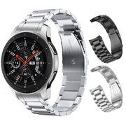 For Huawei Watch GT 4 46mm Three Strains Curved Flat Buckle Stainless Steel Watch Band(Black)