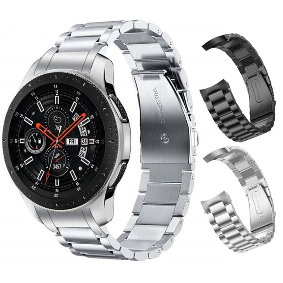 For Huawei Watch GT 4 46mm Three Strains Curved Flat Buckle Stainless Steel Watch Band(Black)