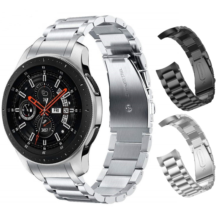 For Huawei Watch GT 4 46mm Three Strains Curved Flat Buckle Stainless Steel Watch Band(Silver)