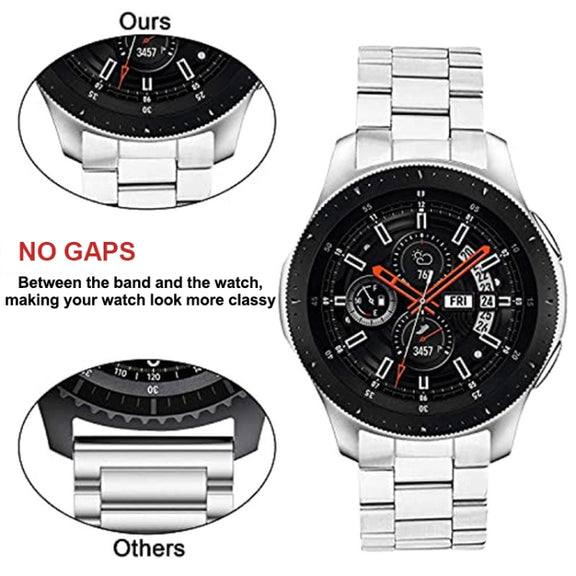 For Huawei Watch GT 4 46mm Three Strains Curved Flat Buckle Stainless Steel Watch Band(Black)