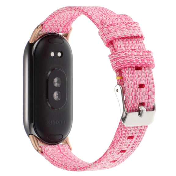 For Xiaomi Mi Band 8 Nylon Canvas Watch Band(Pink)