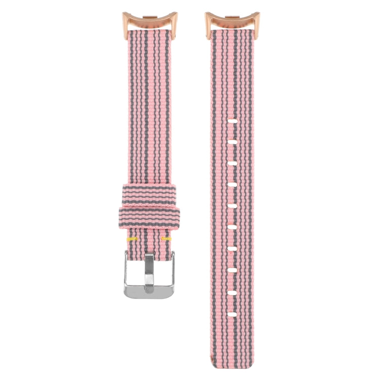 For Xiaomi Mi Band 8 Nylon Canvas Watch Band(Pink Stripe)