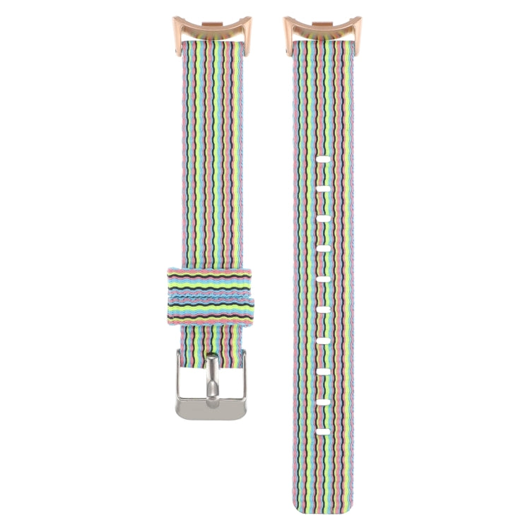 For Xiaomi Mi Band 8 Nylon Canvas Watch Band(Cyan Stripe)