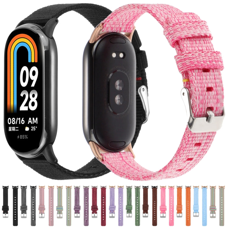 For Xiaomi Mi Band 8 Nylon Canvas Watch Band(Pink)
