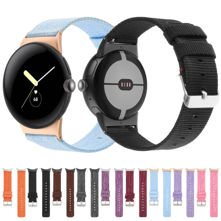 For Google Pixel Watch 2 / Pixel Watch Nylon Canvas Watch Band(Orange)