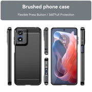 For Motorola Moto G Play 2024 Brushed Texture Carbon Fiber TPU Phone Case(Black)