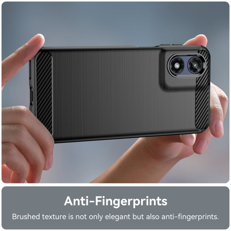 For Motorola Moto G Play 2024 Brushed Texture Carbon Fiber TPU Phone Case(Black)