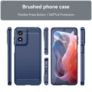 For Motorola Moto G Play 2024 Brushed Texture Carbon Fiber TPU Phone Case(Blue)