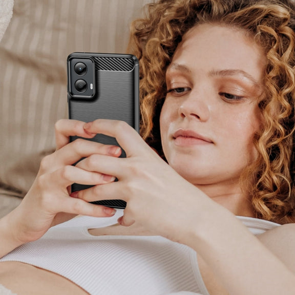For Motorola Moto G 5G 2024 Brushed Texture Carbon Fiber TPU Phone Case(Black)