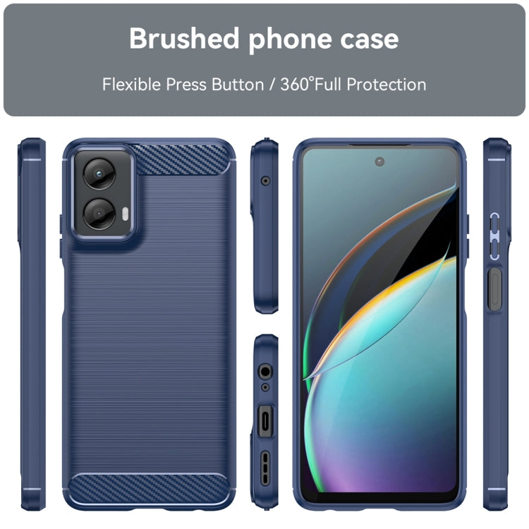 For Motorola Moto G 5G 2024 Brushed Texture Carbon Fiber TPU Phone Case(Blue)