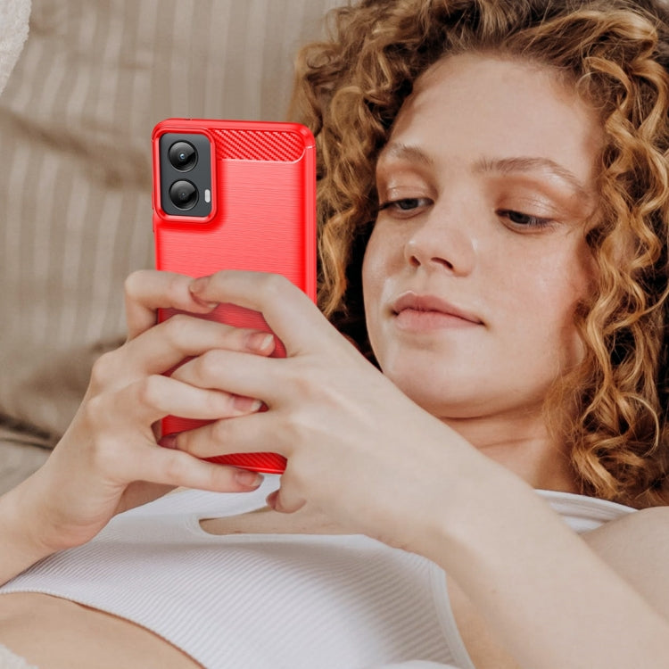 For Motorola Moto G 5G 2024 Brushed Texture Carbon Fiber TPU Phone Case(Red)