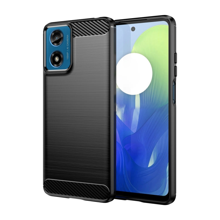 For Motorola Moto G04 Carbon Fiber Brushed Texture TPU Phone Case(Black)