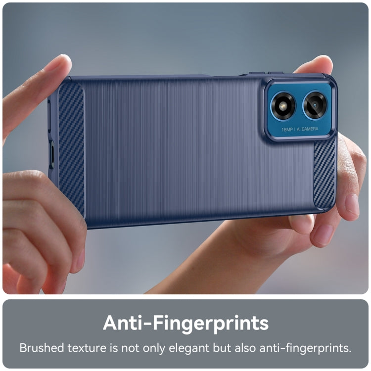 For Motorola Moto G04 Carbon Fiber Brushed Texture TPU Phone Case(Blue)