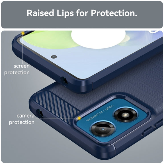 For Motorola Moto G04 Carbon Fiber Brushed Texture TPU Phone Case(Blue)