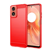 For Motorola Moto G04 Carbon Fiber Brushed Texture TPU Phone Case(Red)