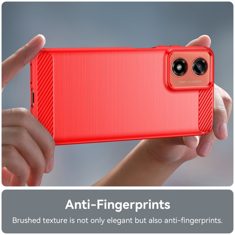 For Motorola Moto G04 Carbon Fiber Brushed Texture TPU Phone Case(Red)