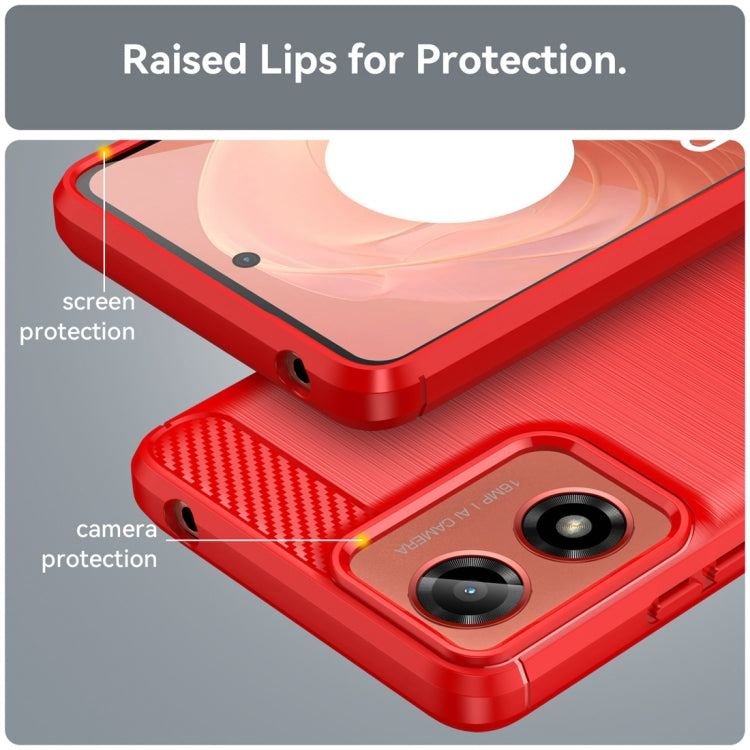 For Motorola Moto G04 Carbon Fiber Brushed Texture TPU Phone Case(Red)