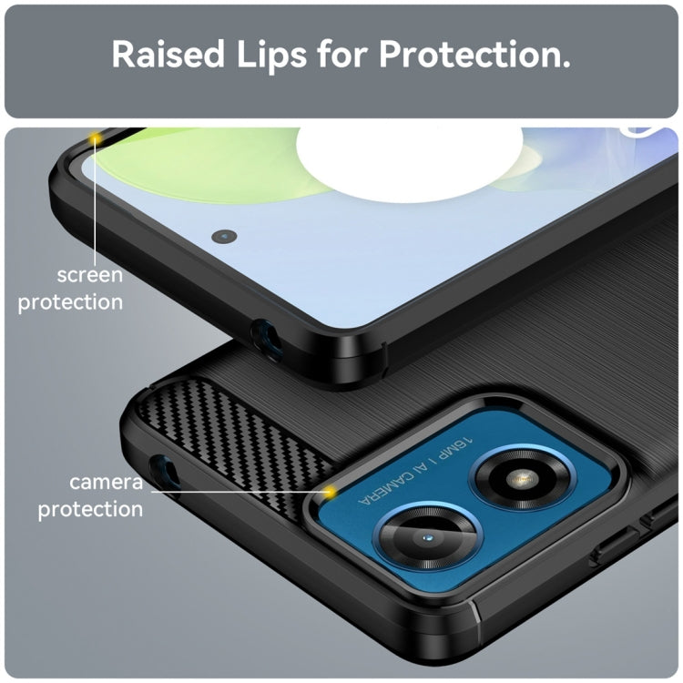 For Motorola Moto G24 Carbon Fiber Brushed Texture TPU Phone Case(Black)