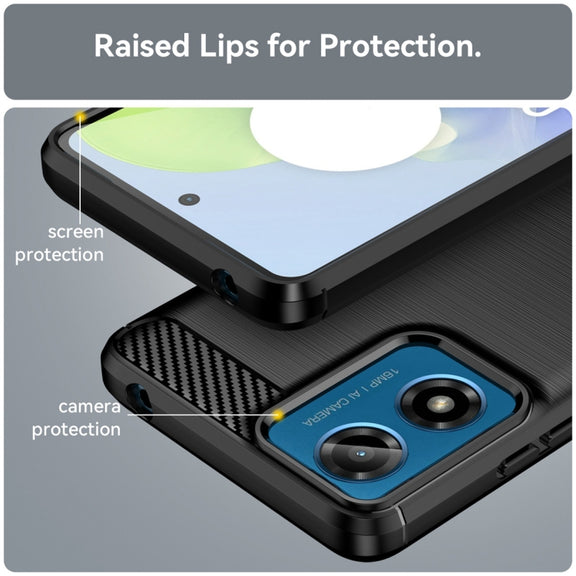 For Motorola Moto G24 Carbon Fiber Brushed Texture TPU Phone Case(Black)