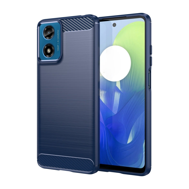 For Motorola Moto G24 Carbon Fiber Brushed Texture TPU Phone Case(Blue)
