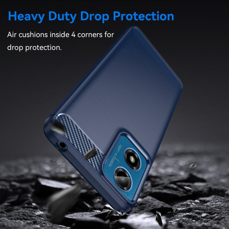 For Motorola Moto G24 Carbon Fiber Brushed Texture TPU Phone Case(Blue)